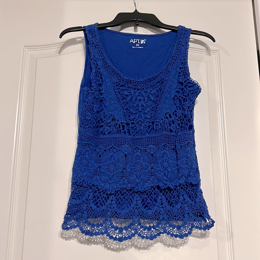 Apt 9 blue lace tank. Size petite small